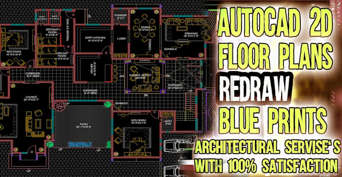 do 2d floor plan or architectural house plan in autocad