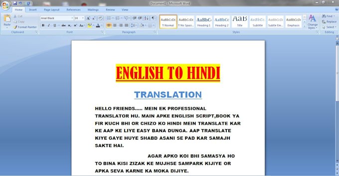 Professionally Translate From English To Hindi By Deepbasak