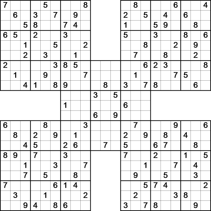 provide 100 samurai sudoku puzzles by zagzook fiverr