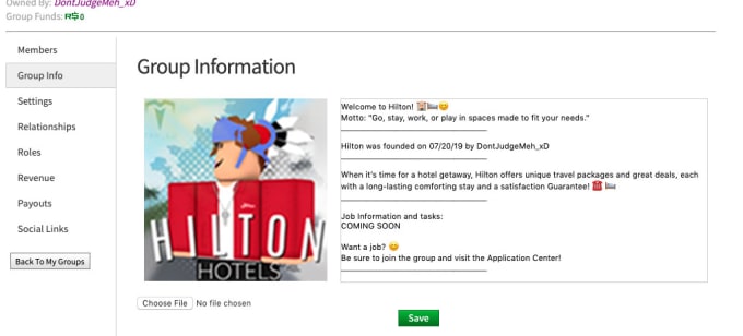 Selling A Roblox Hotel Group By Yousifislitttt - roblox hilton hotels group