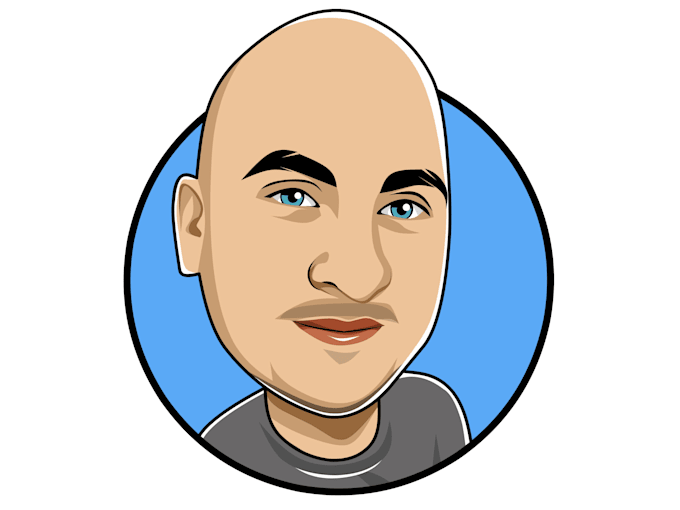 make your photo into a cartoon big head in my style