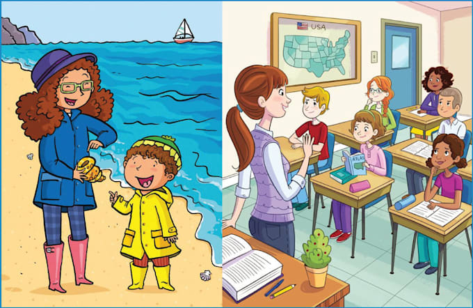 illustrate cartoon children story book illustration books