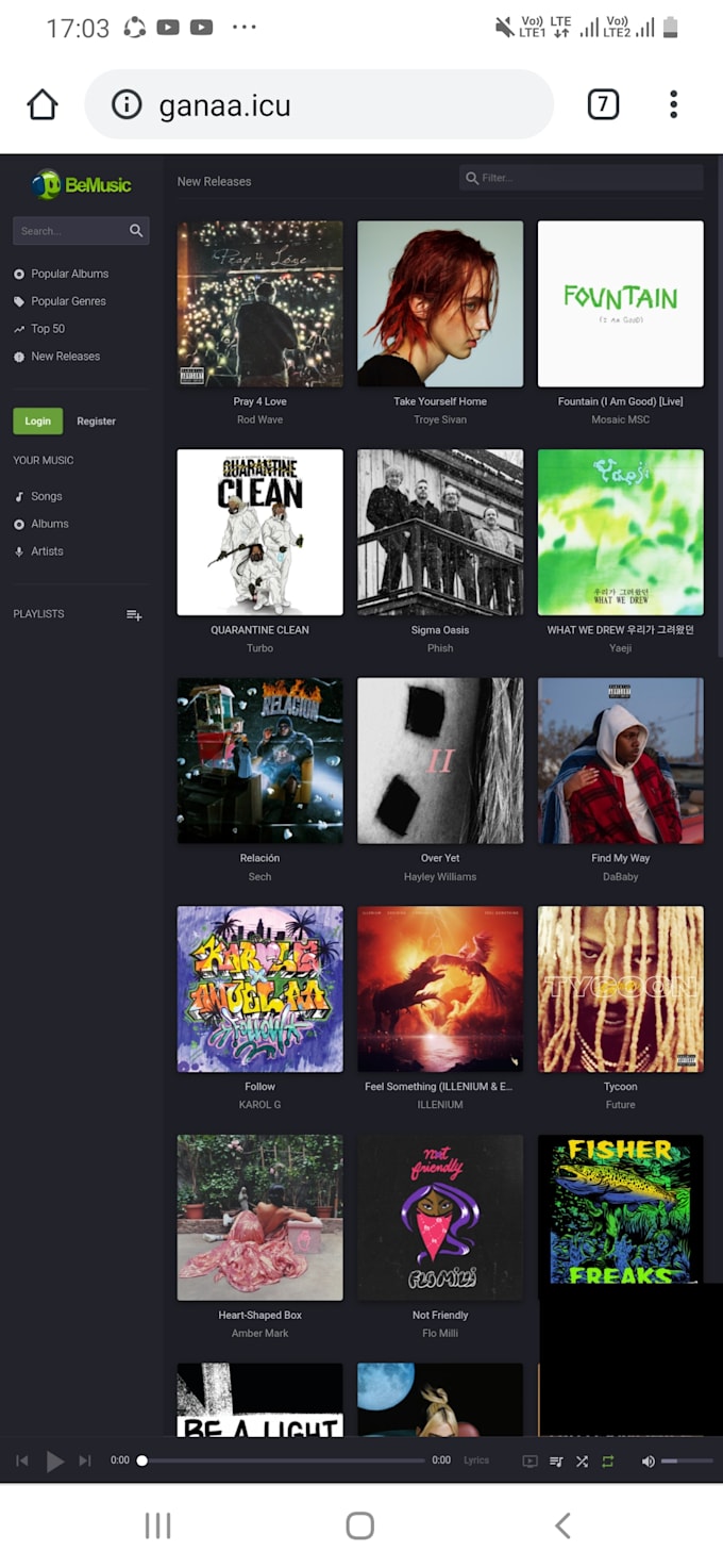 make a music website like spotify and ganaa
