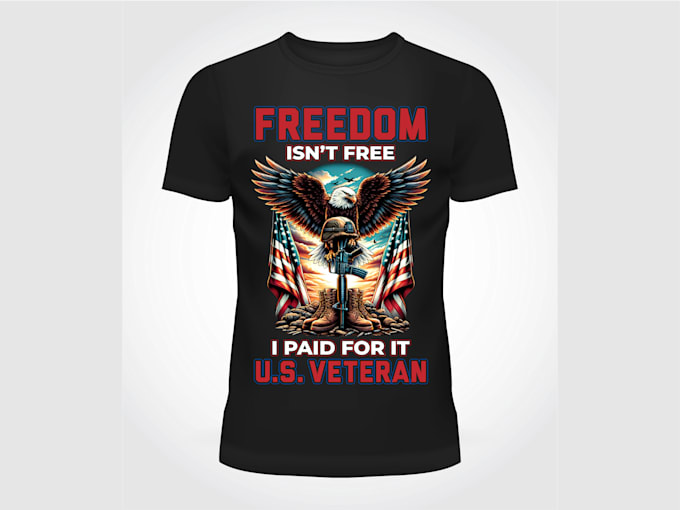 create custom veteran t shirt design with USA flag in 6 hour