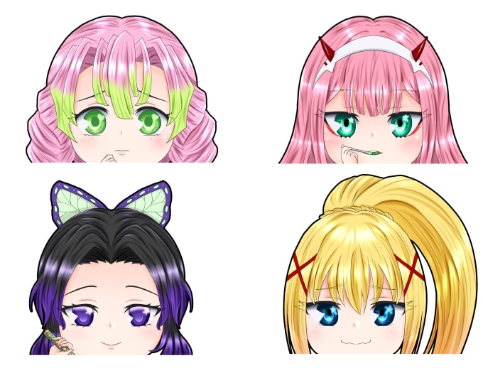 Draw Cute Headshot Anime Chibi With Simple Background By Eatharm99