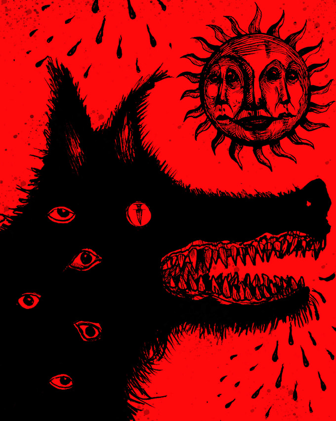 create a dark art illustration for album covers and more