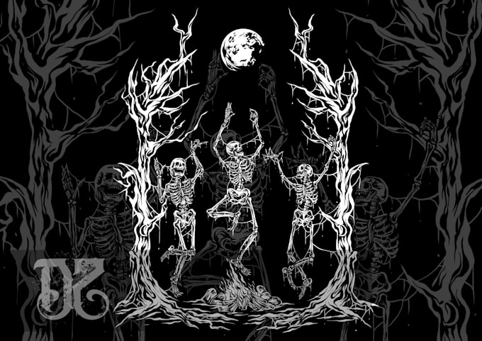 do brutal dark art illustration for band tshirt merchandise