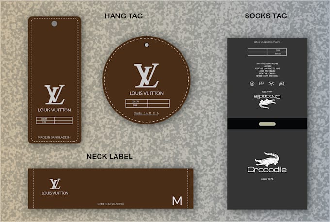 Design customize hang tag and clothing label full set by