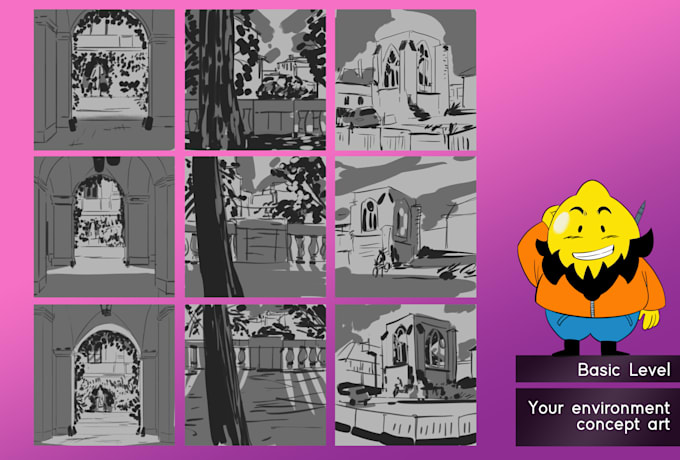 make 2d background, landscape illustration and concept art