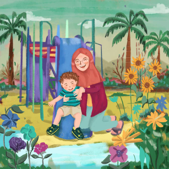 draw cute family illustration with procreate