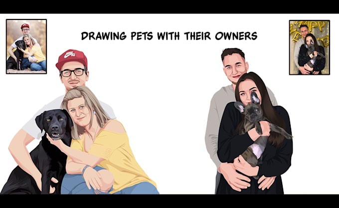 draw vector pet with their owner