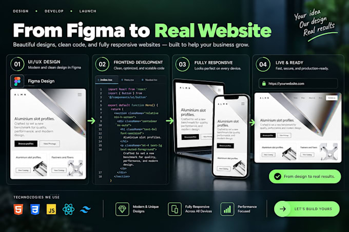 design a modern business website with custom development