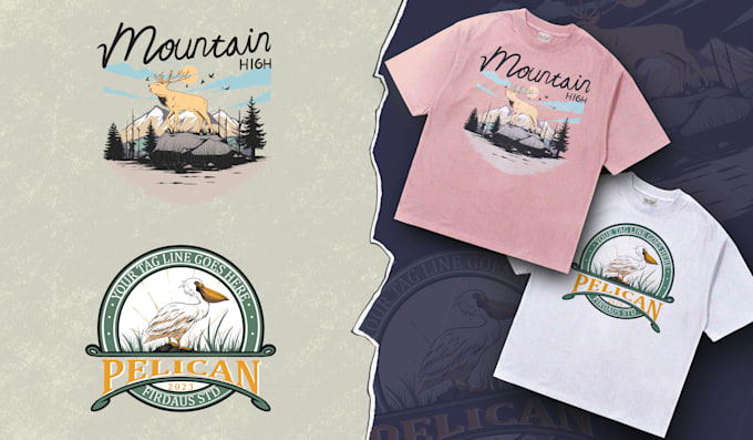 draw modern vintage retro badge t shirt clothing illusration  and logo