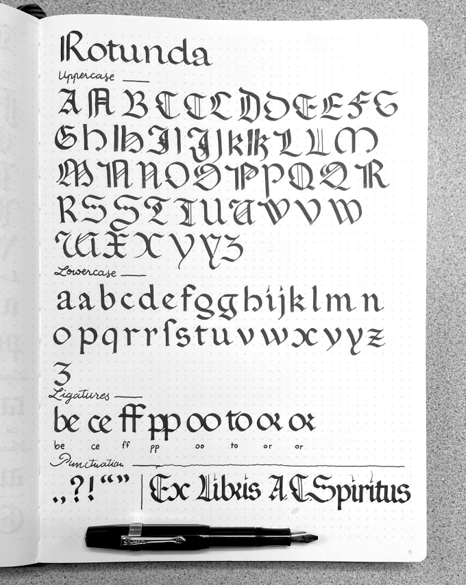 Late night practicing Gothic and Carolingian Minuscule script