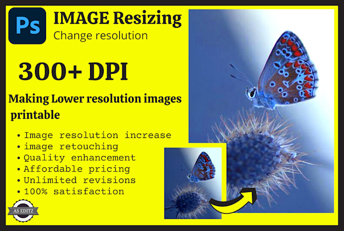 resize image, change dimension, increase resolution 300 dpi