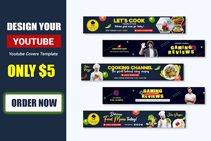design you attractive youtube banner, channel art