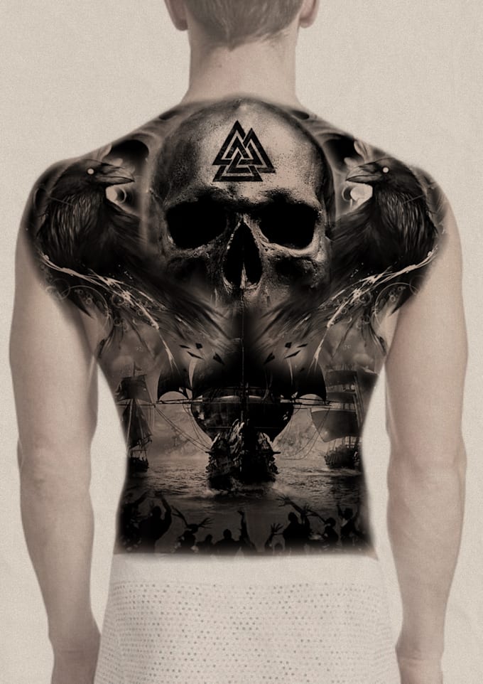 do unique nordic vikings style tattoo design for you