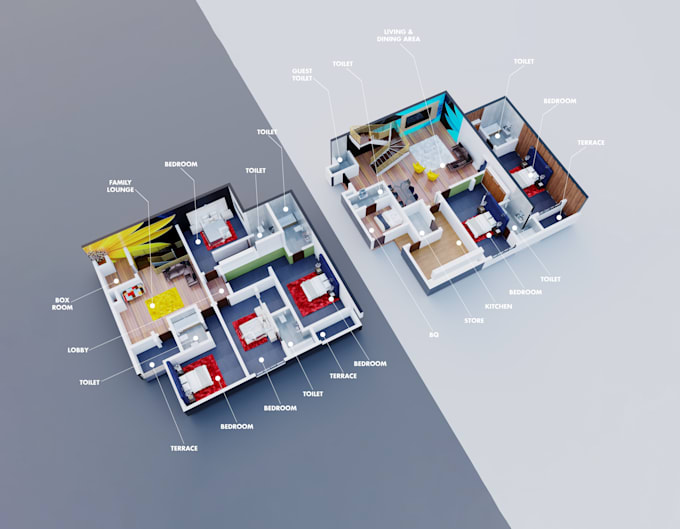 Create realistic 2d and 3d floor plan in 48 hours by Arctonia | Fiverr