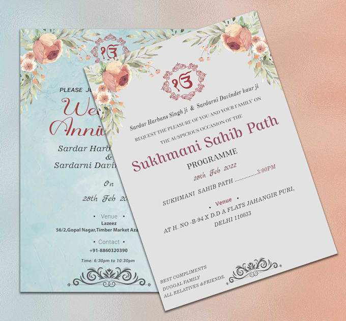Do floral printed invitation card design by Divyasati | Fiverr