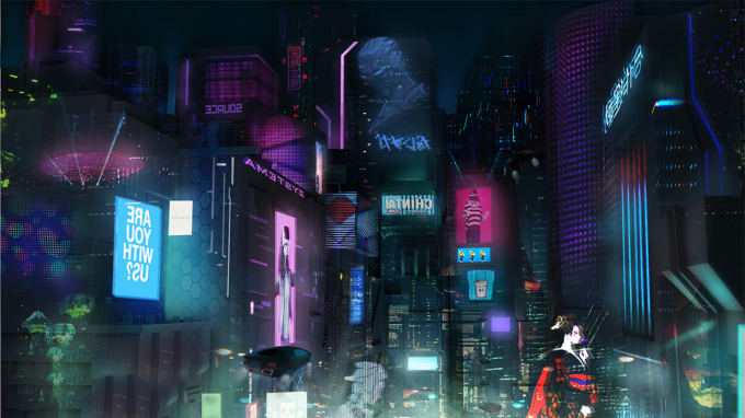 Draw futuristic cyberpunk city by Disakam | Fiverr