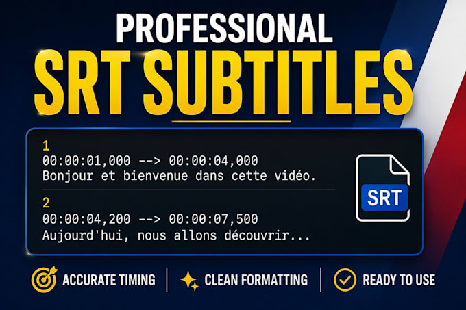 transcribe french audio and video into text with srt subtitles