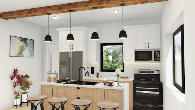 do exterior and interior rendering 2d and 3d floor plan