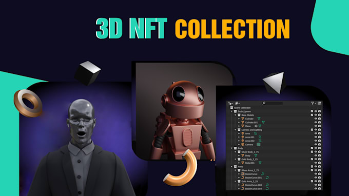 design unique 3d nft art, 3d nft character, 3d nft collections