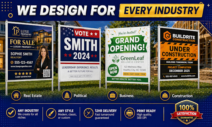 design professional real estate yard sign and lawn sign