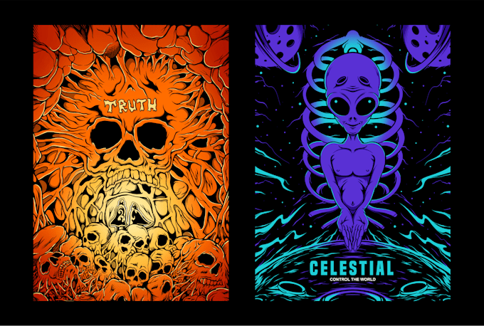 create glow dark art badass poster illustration