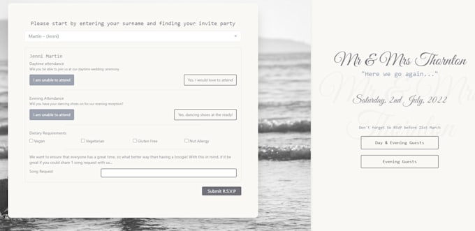create your wedding website with rsvp collection