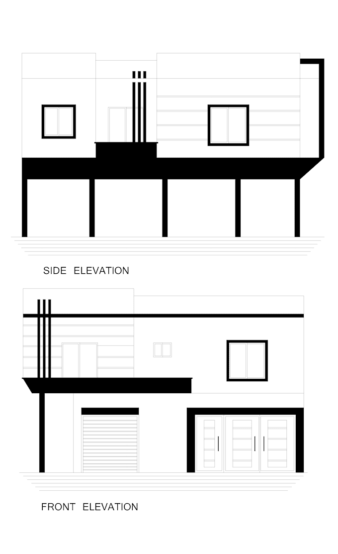Draw architectural house plan,in auto cad 2d floor plan with elevation
