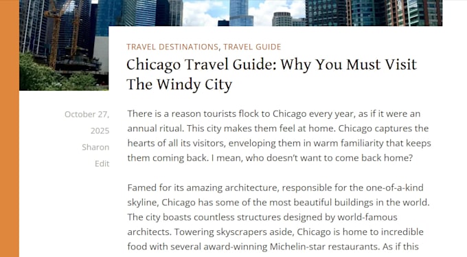 write SEO travel blogs or articles for your travel agency or blog