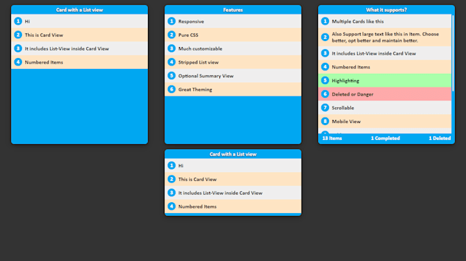 Design responsive css cards and list views using css or css library by ...