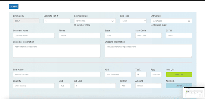 develop erp, billing, invoicing, stock application