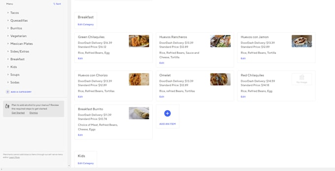 find images for your doordash menu