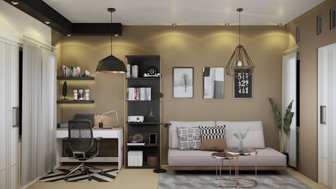render 3d interior housing, office, apartment