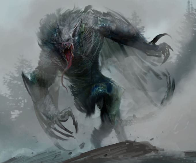 Draw horror creature and fantasy character concept art by Rutmieate