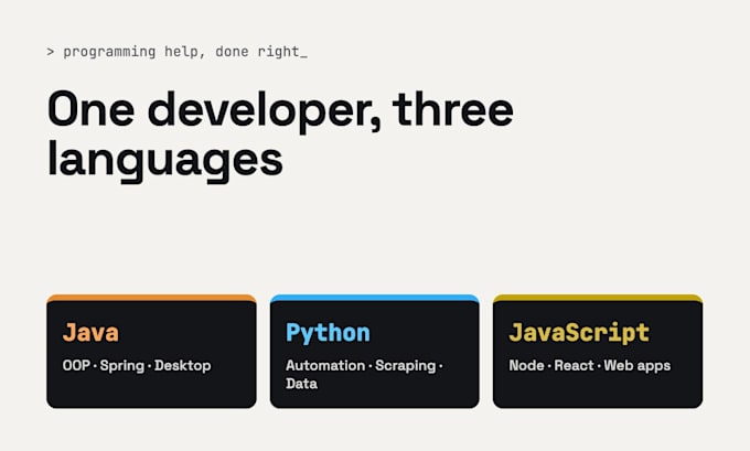 do java, python and javascript programming