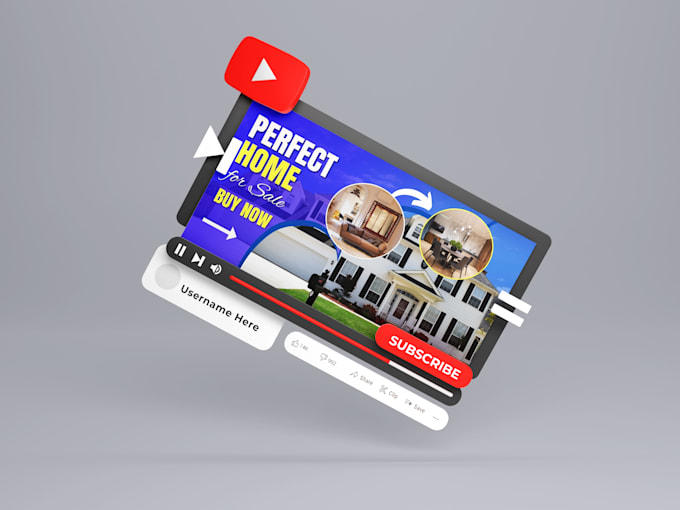 design attractive real estate youtube thumbnails for you