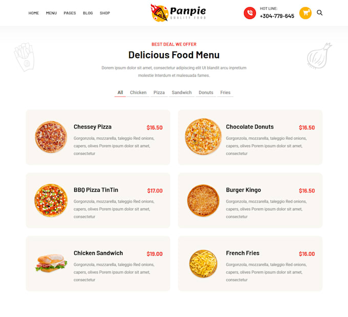 create wordpress restaurant shop design ecommerce food website