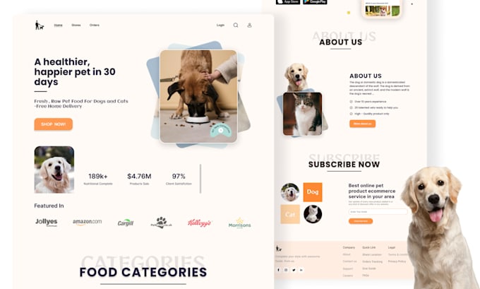 Figma Puppy Adoption Websites Hayvon Pet Shop Grooming Mobile App
