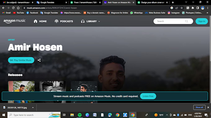 be create your musical artist profile