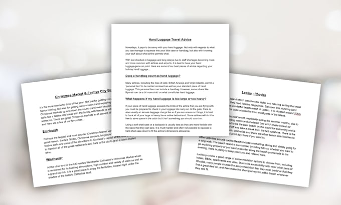 write a travel blog post or article for destination content