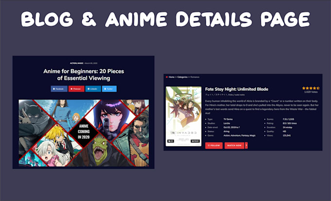 build anime streaming website with content