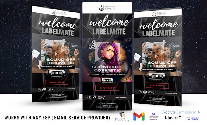 design email template of klaviyo, mailchimp, beehiiv