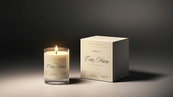 do label and box design for candle, perfume, skincare