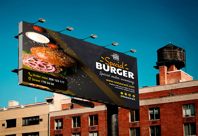 design billboard, yard sign, outdoor, signage, sign board for restaurant