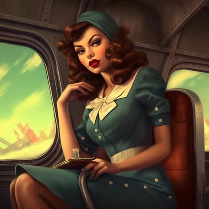 Draw pin up girl and cartoon illustration by Martharea Fiverr