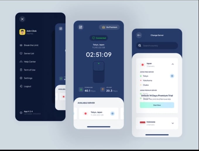 develop secure vpn app, secure vpn, admob vpn,  server vpn, encryption app