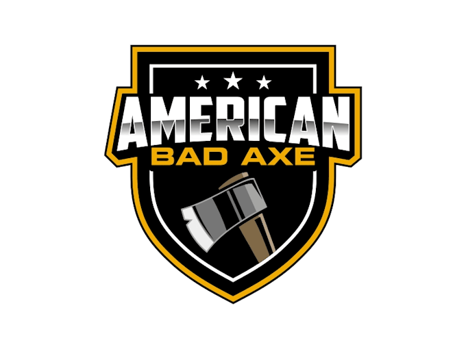 make a premium quality axe throwing logo with 3d mockup